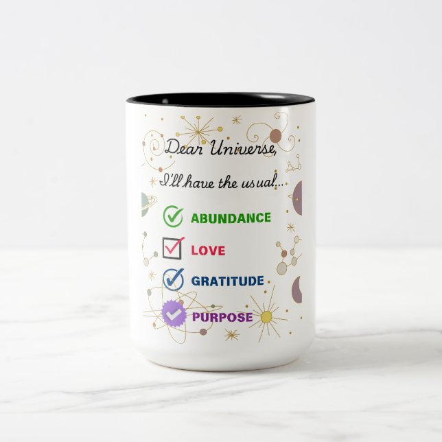 Caneca De Café Em Dois Tons Caro Universo Mug-Eu terei o habitual (Centro)