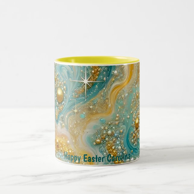 Caneca De Café Em Dois Tons CAROLINA ~ PÁSCOA padrão ~ (Centro)
