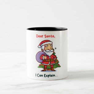 Caneca De Café Em Dois Tons Caros Papais noeis, Eu Posso Explicar - Feliz Nata