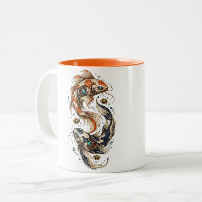 Caneca De Café Em Dois Tons Carpa Mecânica (Frente Esquerda)