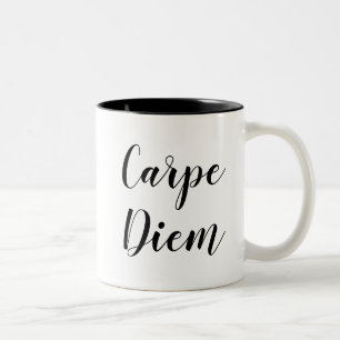 Caneca De Café Em Dois Tons Carpe Diem   Inspiração de Mug de Citação de S