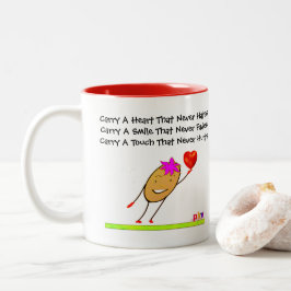 Caneca De Café Em Dois Tons Carregar Um Coração Que Nunca Odeia