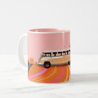Caneca De Café Em Dois Tons Carrinha Volkswagen camper dos anos 60 ou 70.