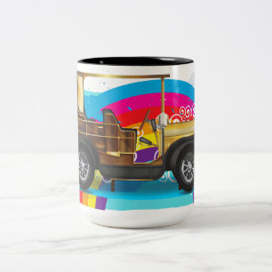 Caneca De Café Em Dois Tons Carro Clássico