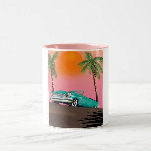 Caneca De Café Em Dois Tons Carro Clássico Antigo no Paraíso