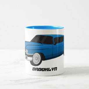 Caneca De Café Em Dois Tons Carro clássico azul legal 1959
