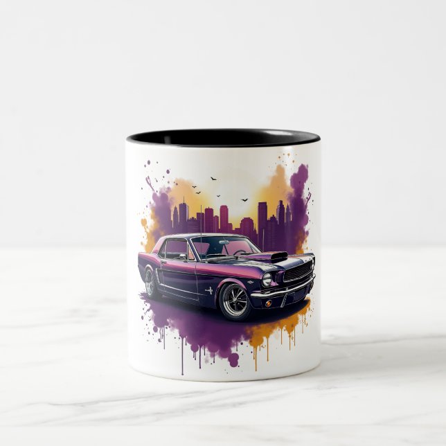 Caneca De Café Em Dois Tons Carro de Músculo Mustang Clássico (Centro)