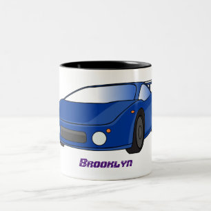 Caneca De Café Em Dois Tons Carro desportivo azul com ilustração de airfoil