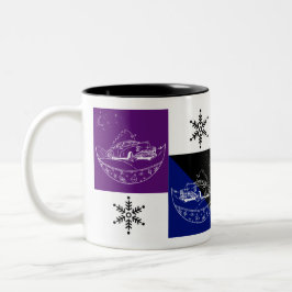 Caneca De Café Em Dois Tons Carro e Árvore