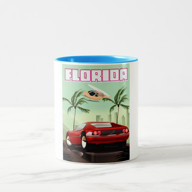 Caneca De Café Em Dois Tons carro esportivo retrô vermelho da Flórida (Centro)