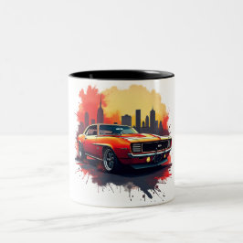 Caneca De Café Em Dois Tons Carro Musculoso com Grafite