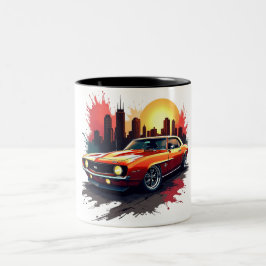 Caneca De Café Em Dois Tons Carro Musculoso com Grafite