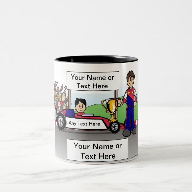 Caneca De Café Em Dois Tons Carro Race Personalizado, Motorista Jovem - Cartoo (Centro)