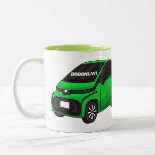 Caneca De Café Em Dois Tons Carro verde fofo de tamanho micro