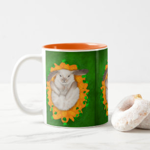 Caneca De Café Em Dois Tons Carrot Haven: Bou Feliz e Feliz Coelhinho Castanho