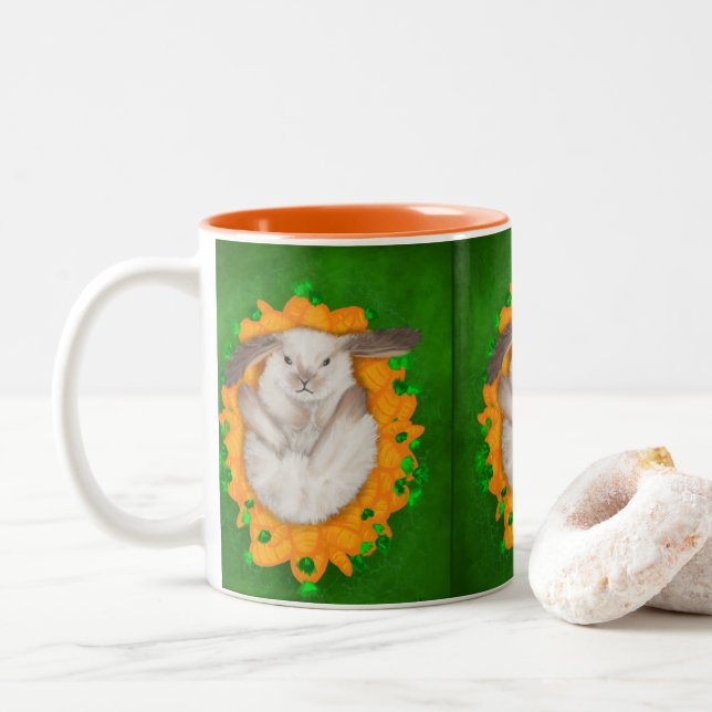 Caneca De Café Em Dois Tons Carrot Haven: Bou Feliz e Feliz Coelhinho Castanho (Com Donut)