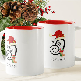 Caneca De Café Em Dois Tons Carta Inicial Elegante Moderna Letra D Natal