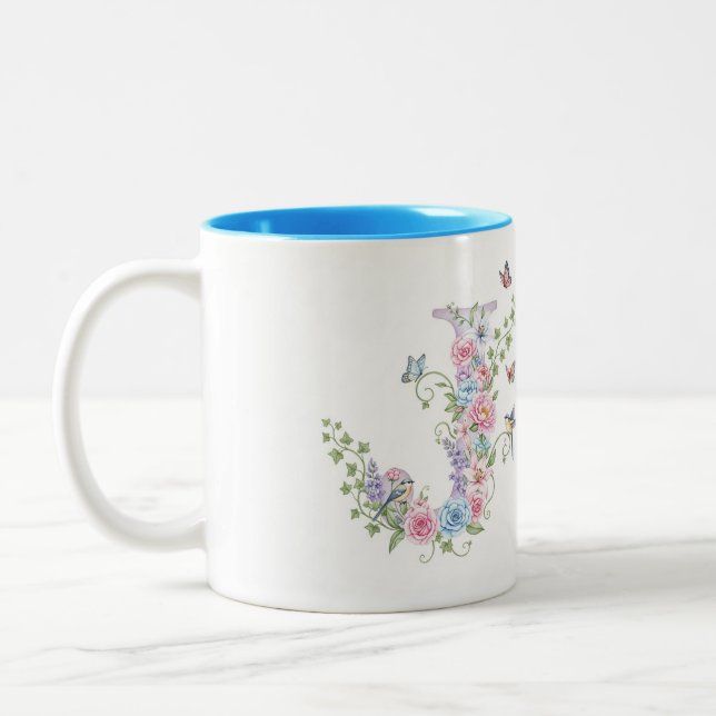 Caneca De Café Em Dois Tons Carta J, Chique de Natasha Us (Esquerda)