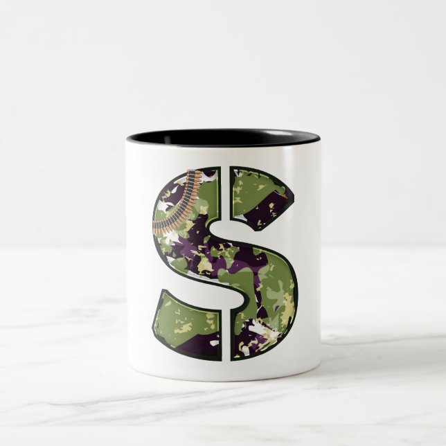Caneca De Café Em Dois Tons Carta Militar Estilo S (Centro)