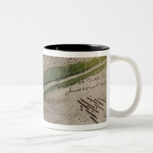 Caneca De Café Em Dois Tons Carta topográfica do campo de batalha do Litt