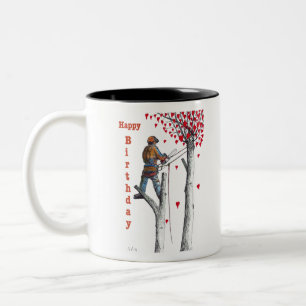 Caneca De Café Em Dois Tons Cartão de Aniversário do Arborista Árvore