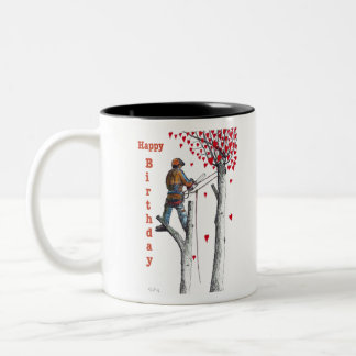 Caneca De Café Em Dois Tons Cartão de Aniversário do Arborista Árvore