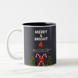 Caneca De Café Em Dois Tons "Cartão de Natal Feliz e alegre"