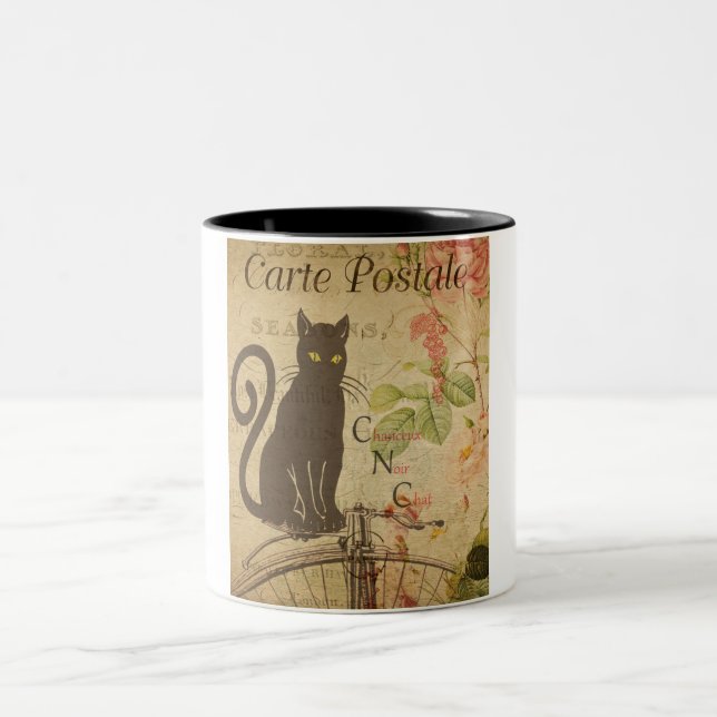 Caneca De Café Em Dois Tons Cartão postal francês Coffee Mug (Centro)