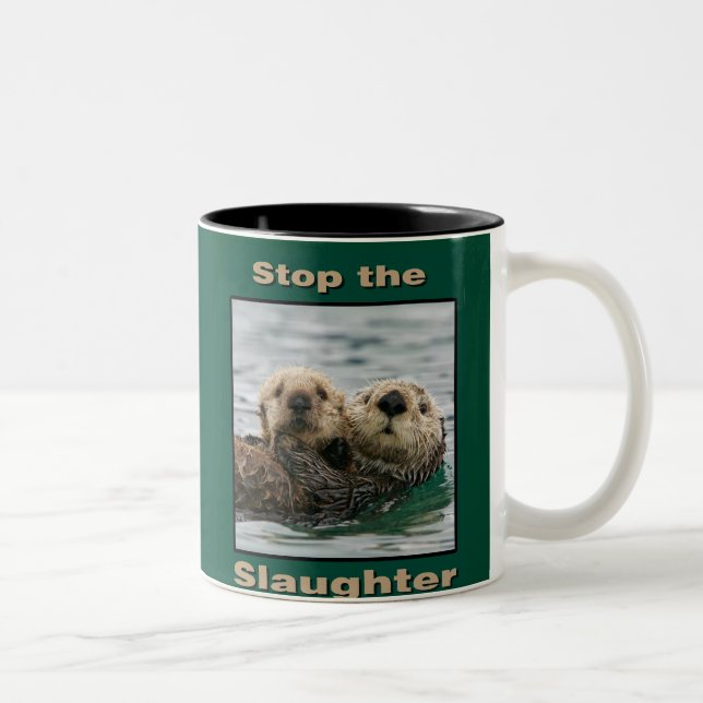 Caneca De Café Em Dois Tons Cartas do Mar - Parem com o Abate (Direita)