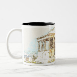 Caneca De Café Em Dois Tons Cartaz colorido da grécia de Atenas