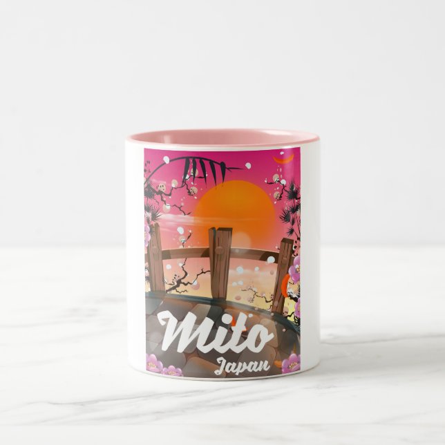 Caneca De Café Em Dois Tons Cartaz da flor de Mito Japão. (Centro)