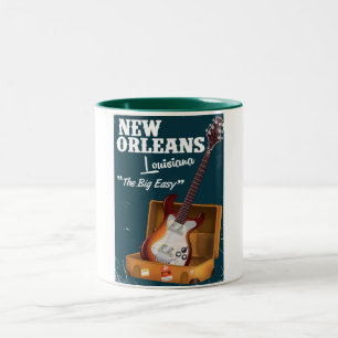 Caneca De Café Em Dois Tons cartaz da guitarra elétrica de Nova Orleans Louisi