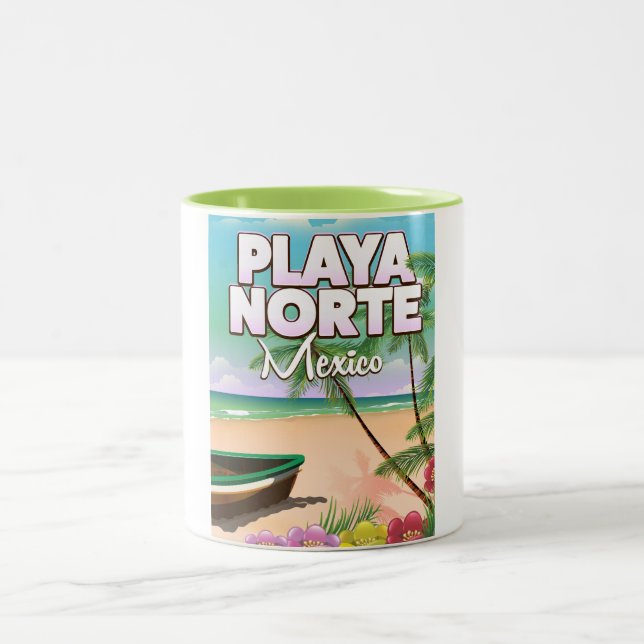 Caneca De Café Em Dois Tons Cartaz da praia mexicana Playa Norte (Centro)