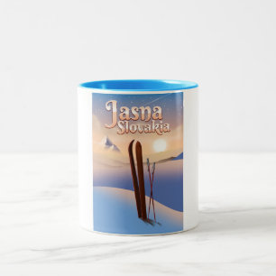 Caneca De Café Em Dois Tons Cartaz de esqui de Jasna, Eslováquia.