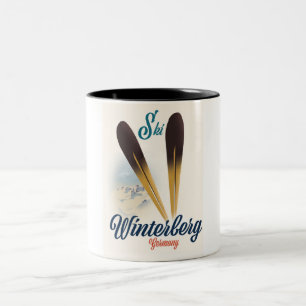 Caneca De Café Em Dois Tons Cartaz de esqui estilo retrô Winterberg Alemanha