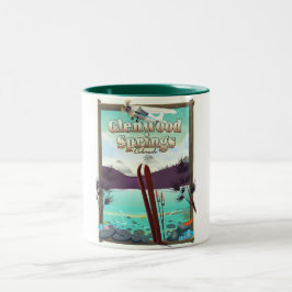 Caneca De Café Em Dois Tons Cartaz de esqui Glenwood Springs Colorado.