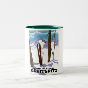 Caneca De Café Em Dois Tons Cartaz de esqui Greitspitz Suíça & Áustria
