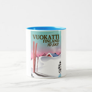 Caneca De Café Em Dois Tons Cartaz de esqui Vuokatti Finlândia