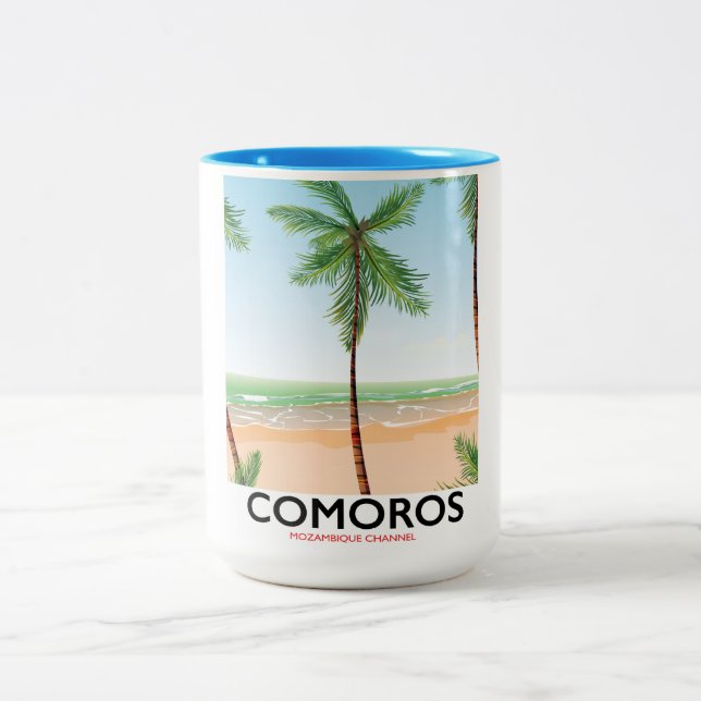Caneca De Café Em Dois Tons cartaz de férias da ilha Comores. (Centro)