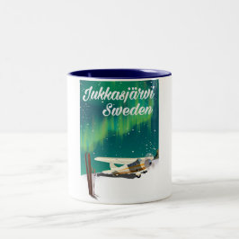 Caneca De Café Em Dois Tons Cartaz de férias das luzes do norte de Jukkasjärvi