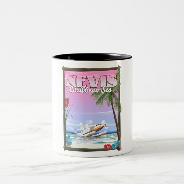 Caneca De Café Em Dois Tons Cartaz de férias de Nevis. (Centro)