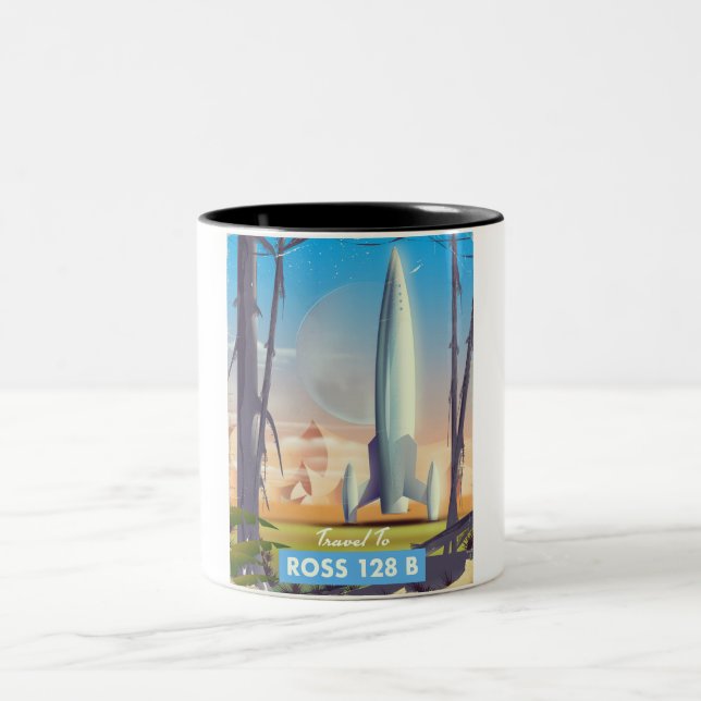 Caneca De Café Em Dois Tons Cartaz de ficção científica de Ross 128 B (Centro)