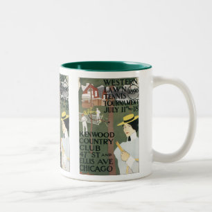 Caneca De Café Em Dois Tons Cartaz de Tênis Vintage de Chicago