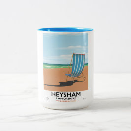 Caneca De Café Em Dois Tons Cartaz de trem vintage Heysham Lancashire