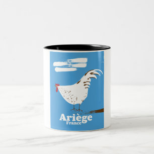Caneca De Café Em Dois Tons Cartaz de viagem Ariège França.