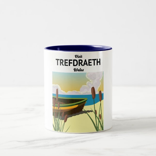Caneca De Café Em Dois Tons Cartaz de viagem da costa de Trefdraeth (Centro)