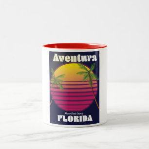 Caneca De Café Em Dois Tons Cartaz de viagem da Flórida EUA Aventura anos 80