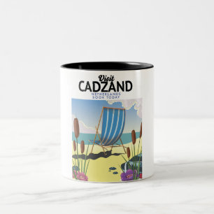 Caneca De Café Em Dois Tons Cartaz de viagem da praia de Cadzand Holanda