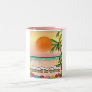 Caneca De Café Em Dois Tons cartaz de viagem da praia do Bahrein