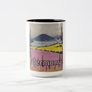 Caneca De Café Em Dois Tons Cartaz de viagem da zona rural vintage da Alemanha